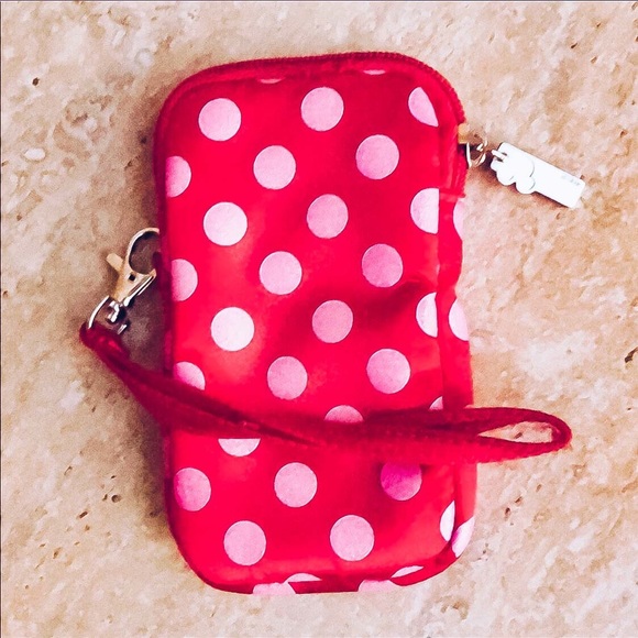 Disney Handbags - DISNEY Red/Pink Dot Padded Tech Case w/Strap 3x5